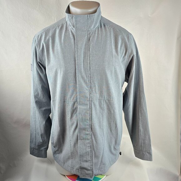 Matte Grey Jacket Mens Large Grey House of Grey Golf Casual Full Zip Hook Loop - Picture 1 of 12
